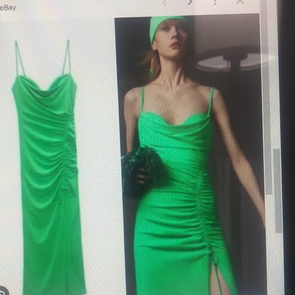 Zara Bright Maxi dress women’s Size L Green #Prom #SpecialOccasion#Vacation - Picture 10 of 10